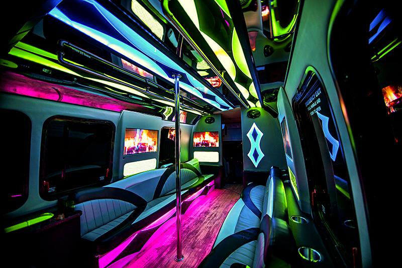 Party bus with a dance pole